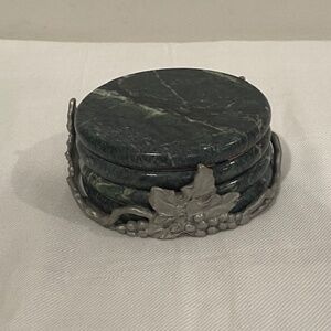 Vintage 1996 EUC Seagull Canada Pewter and Marble Coasters, Set of 4